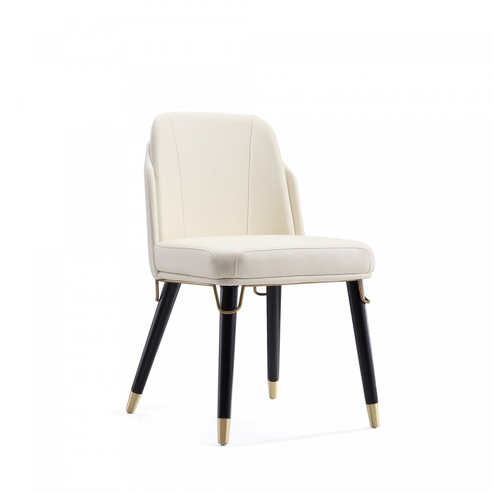 Estelle Modern Vegan Leather Wood Dining Chair in Cream - Set of 2