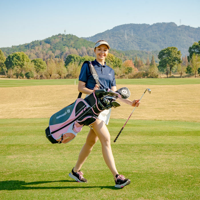 Ultimate Women's Complete Golf Club Set Golf Club Package Set With Rain Hood, Right Hand Pink
