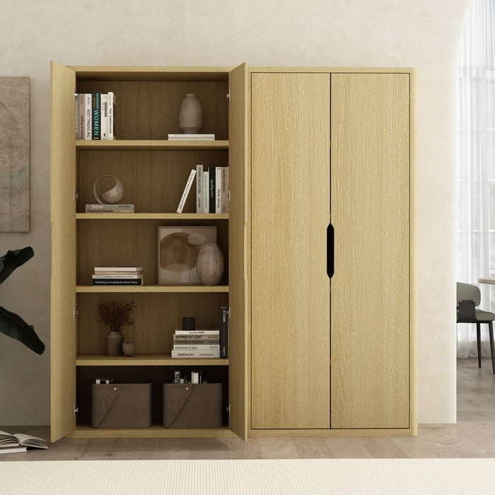 Rivington Modern 38\" Bookcase Cabinet in Natural Oak - Set of 2