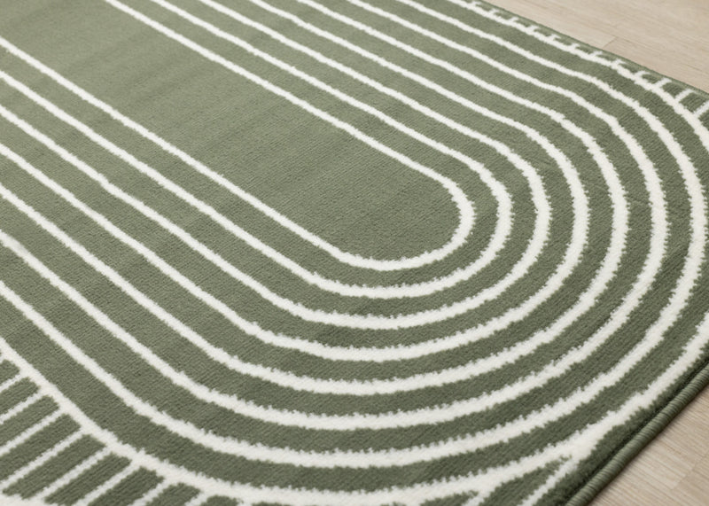 Florence Green White Modern Geometric Arches Rug, 2'7\" x 4'11\" Indoor Area Rug