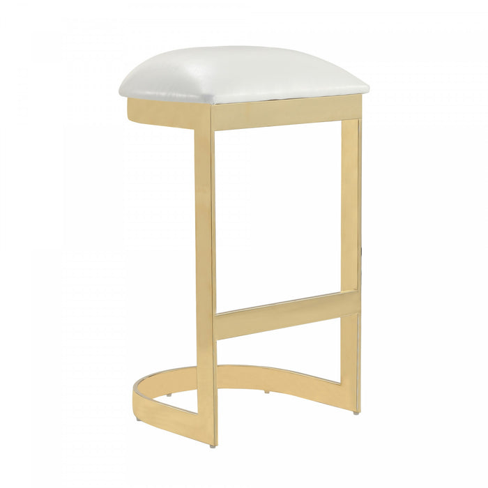 Aura Modern Metal Upholstered Barstool in White - Set of 2 Bar Stool