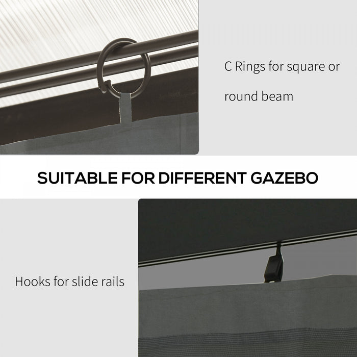 Outsunny 10' x 13' Universal Gazebo Curtains, 4 Panels, Grey