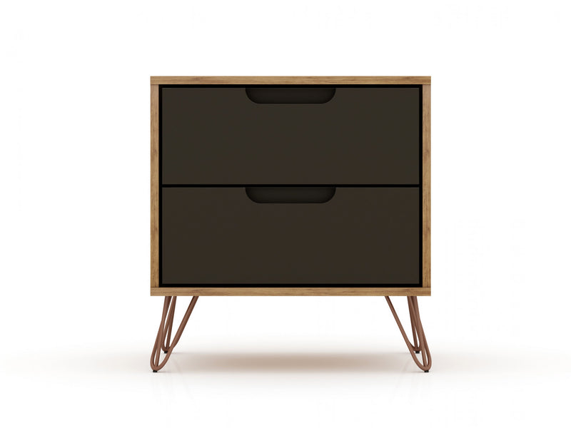 Rockefeller Mid-Century Modern 20\" Nightstand in Gray (2-Drawer) - Set of 2