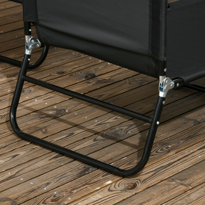 Outsunny Folding Outdoor Lounge Chair Set Of 2, Adjustable Backrest, Black