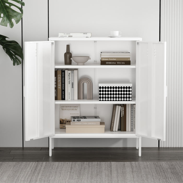 Naomi Modern 32\" Metal Accent Cabinet in White Armoire