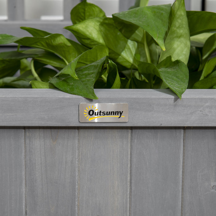 Outsunny Raised Garden Bed, Wood Planter With Trellis For Vine Climbing, Privacy Screen Planter Box To Grow Vegetables, Herbs, And Flowers For Backyard, Patio, Deck, Dark Grey