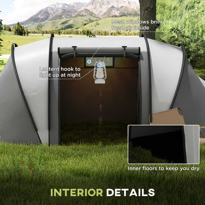 Outsunny Camping Tent with 2 Bedrooms and Living Area, 3000mm Waterproof