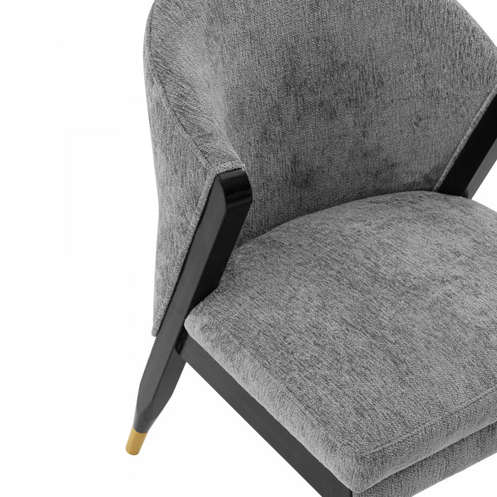Ola Modern Wood Chenille Dining Chair in Gray - Set of 2