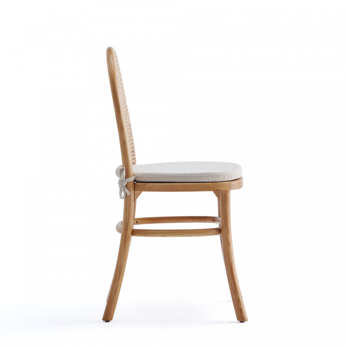 Paragon Industry Chic Cane Back Wood Upholstered Dining Chair in Oatmeal - Set of 4