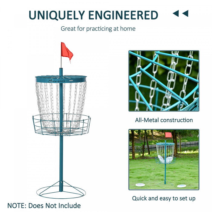 Soozier 24-Chain Portable Practice Basket for Disc Golf Target Stand Easy Assembly & Lightweight Basket w/ Carry Bag, Navy Blue
