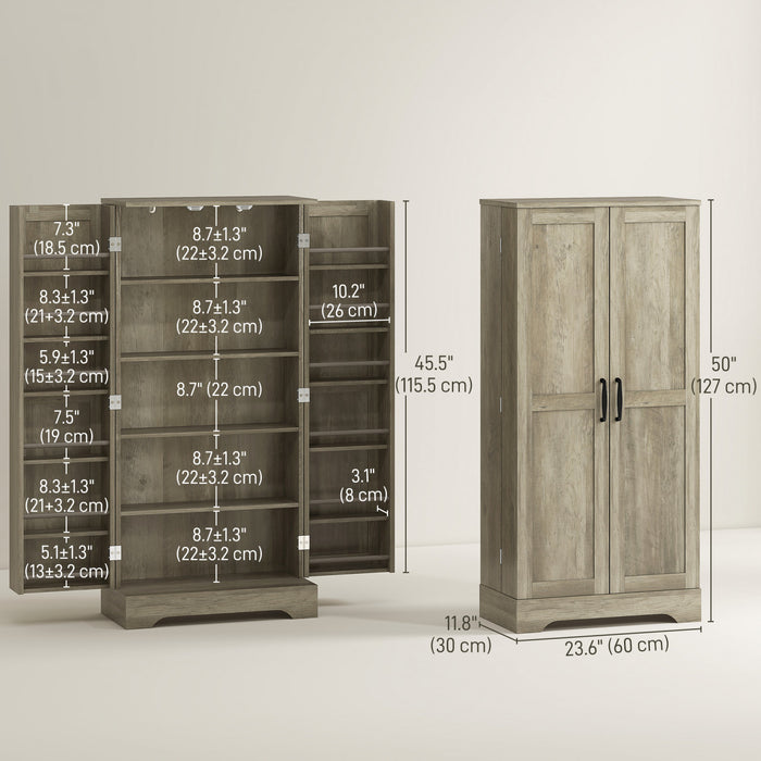 HOMCOM 50\" Kitchen Pantry Cabinet, Pantry Storage Cabinet, Distressed Grey