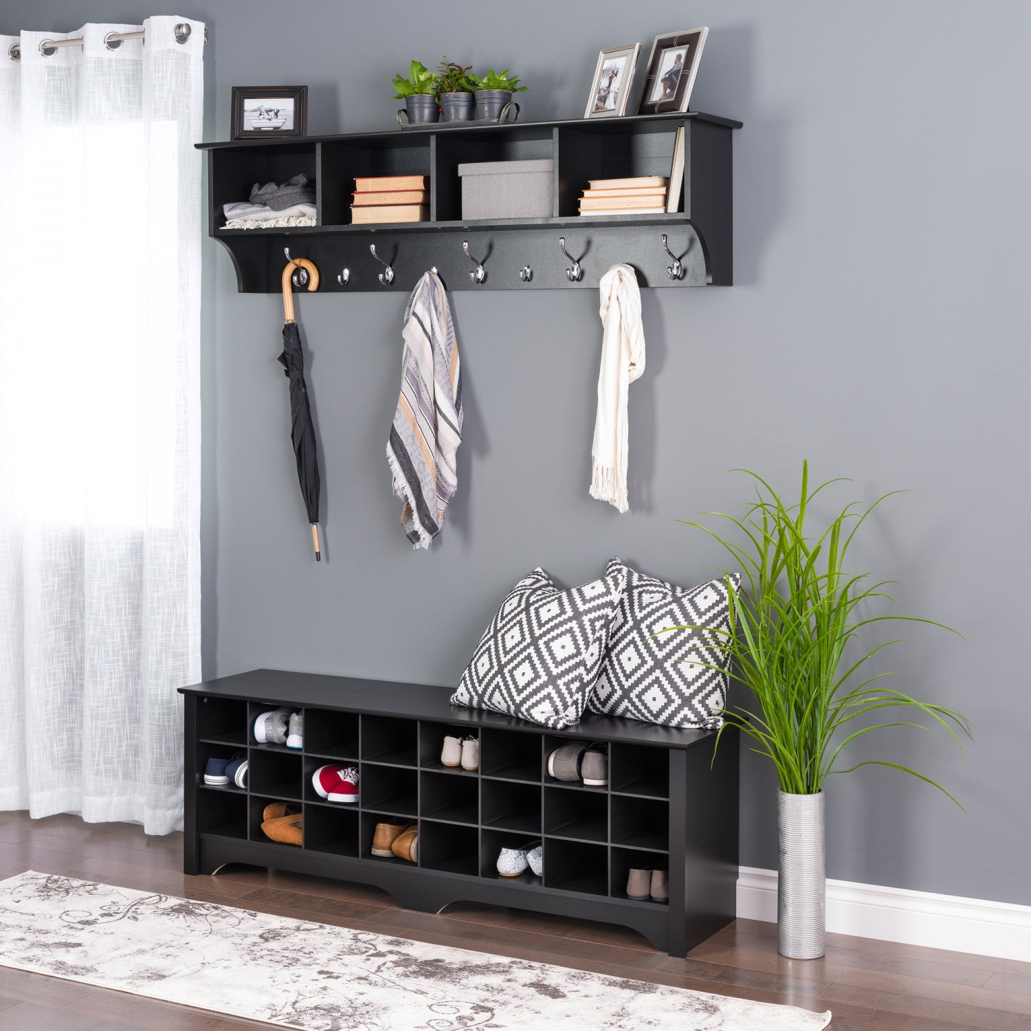 Black entryway shelf best sale