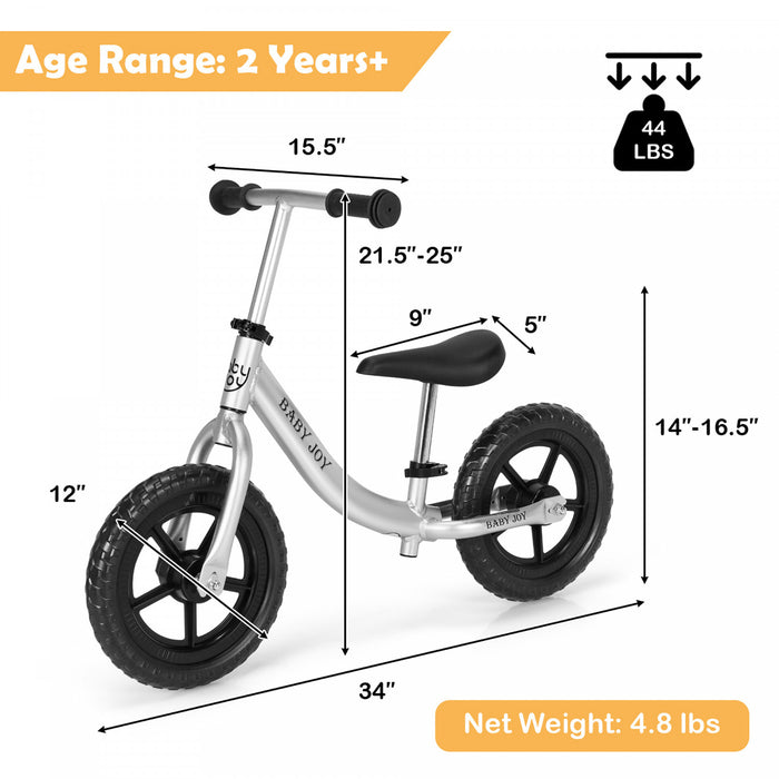 Babyjoy Aluminum Balance Bike For Kids Adjustable No Pedal Training Bicycle