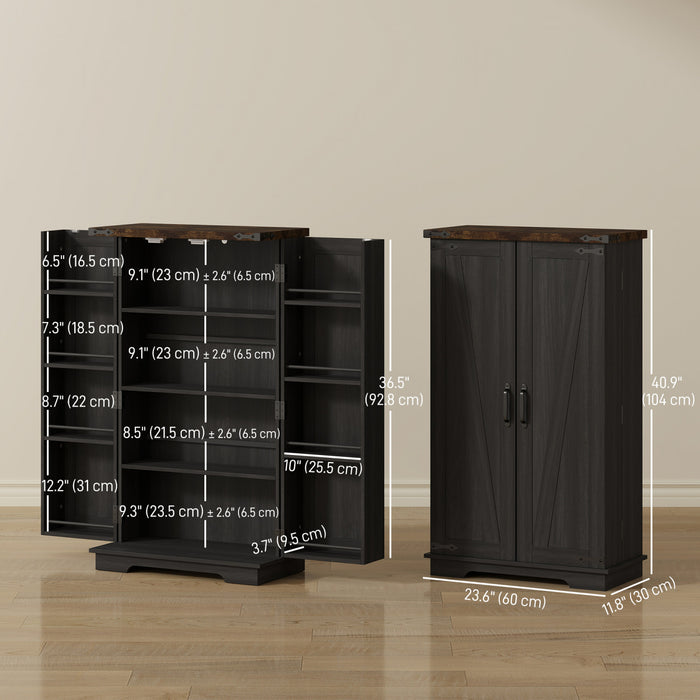HOMCOM Kitchen Pantry Cabinet Storage Cabinet with Adjustable Shelves Black