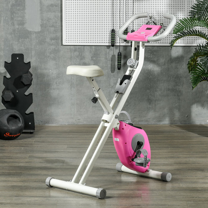 Soozier Foldable Exercise Bike With 8-level Magnetic Resistance, Pink