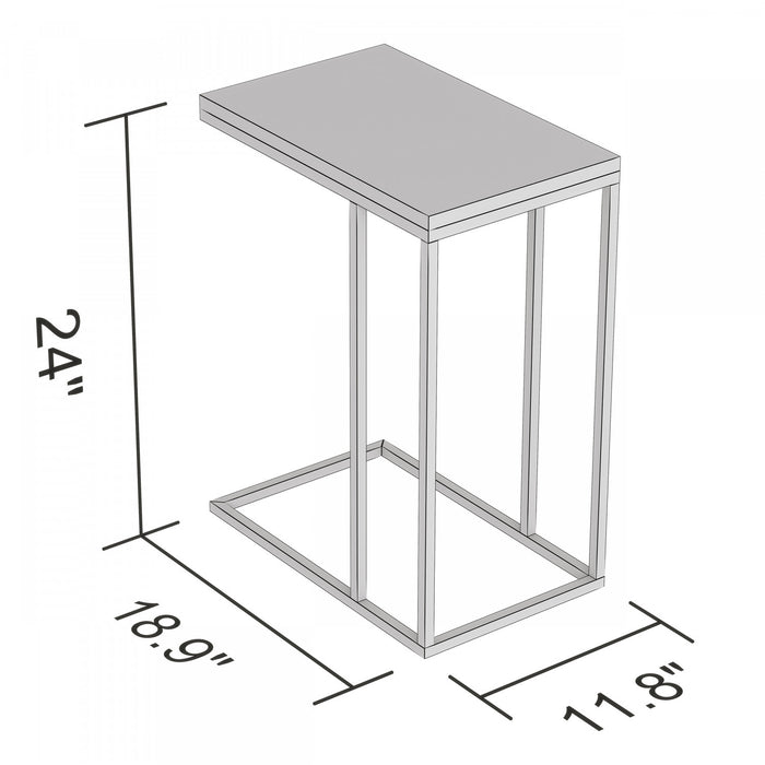 19” C-Shaped Marble Black Metal End Table With Metal Frame - Multicolour