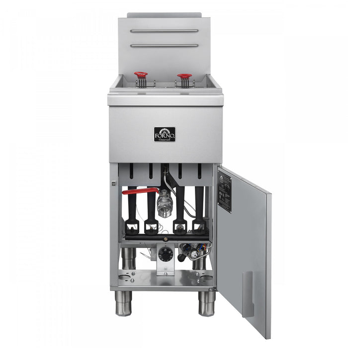 FORNO Commerciale Natural Gas Deep Fryer, 4 Burners 120,000 BTU, 50 lbs Oil Capacity - FCMGF0023