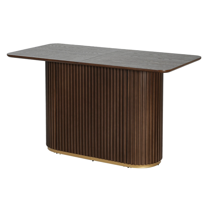 Jett 63 Inch Modern Industrial Dining Table with MDF & Iron Pedestal Base, Brown