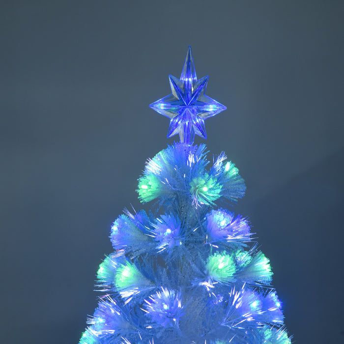 Homcom 6ft Artificial Fiber Optic Pre-lit Christmas Tree With 220 Led Lights And Branch Tips