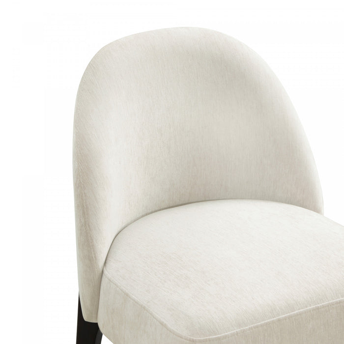 Oslo Contemporary Modern Chenille Wood Side Chair in Cream - Set of 2