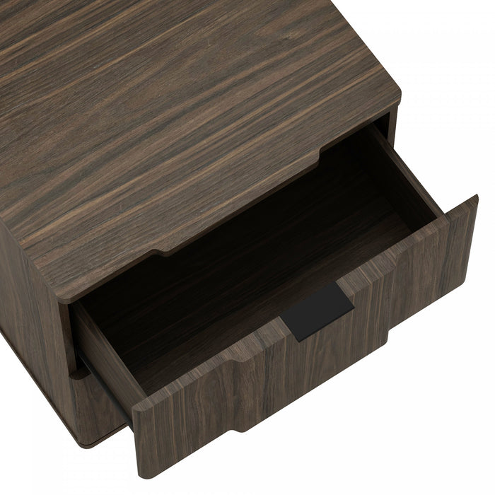 Clive Mid-Century Modern 22\" Nightstand in Walnut and Black (2-Drawer)