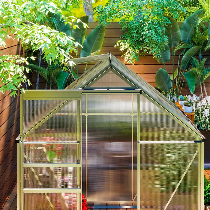 Outsunny 6' x 4' x 6.6' Polycarbonate Greenhouse Walk-in Green House Clear
