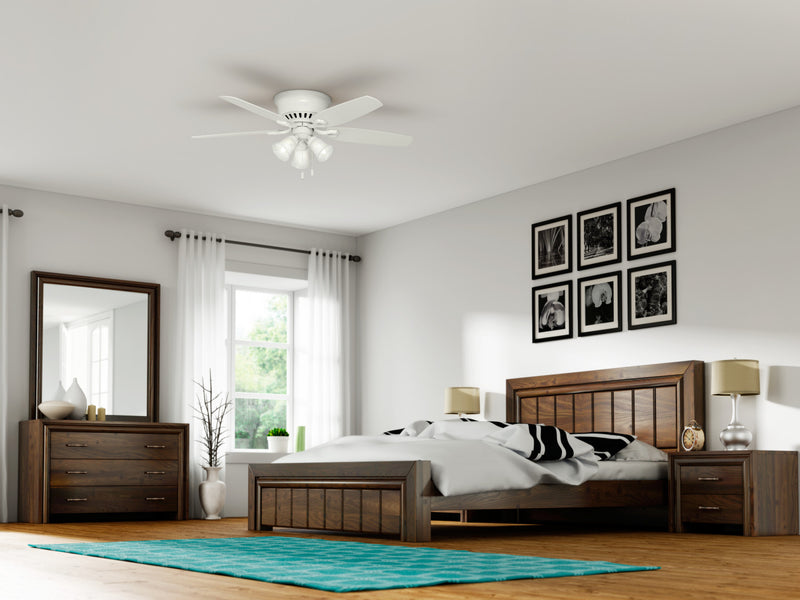 Builder Low Profile Ceiling Fan with Light Fixture - White