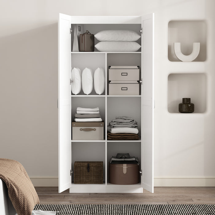 Cornelia Modern 30\" Storage Cabinet in White (7-Shelf)