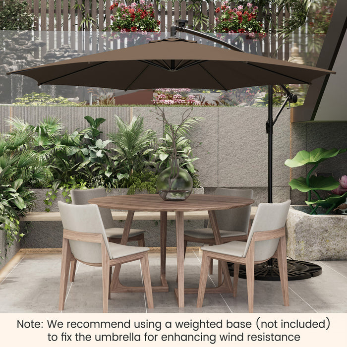 Costway 10FT Patio Solar-Lighted 112 LED Cantilever Offset Umbrella Crank Tilt Outdoor