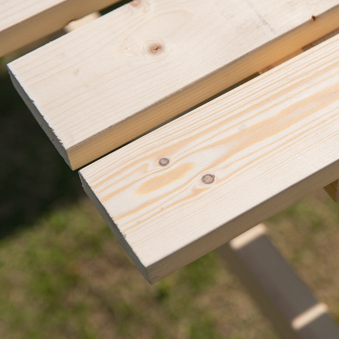 Outsunny Wood Picnic Table Set With Built-in Benches Umbrella Hole Natural