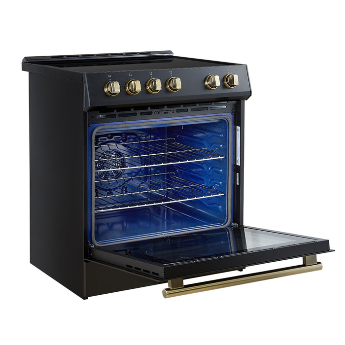 Forno Leonardo Espresso 30\" Slide-In Induction Range, Black -FFSIN0982-30BLK