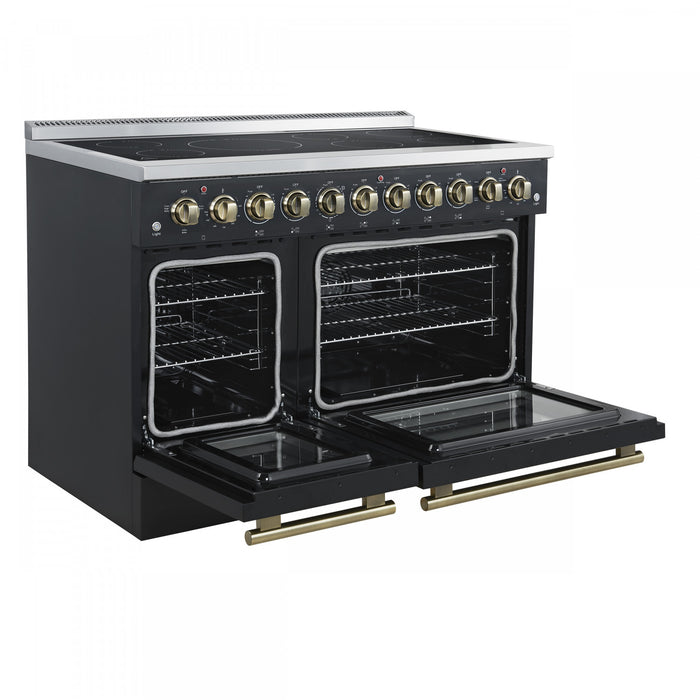 Forno Paolo 48 Inch Freestanding Electric Range in Black, 6.7 cu.ft - FFSEL6011-48BLK