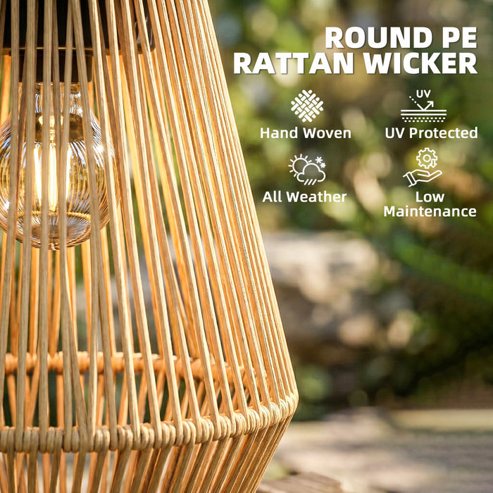 Outsunny Solar Lanterns Outdoor, 2 Pack Wicker Waterproof Outdoor Hanging Lights, Auto On/Off Decorative Solar Table Lamp Lanterns for Patio, Pathway, Lawn, Porch, Tree, Brown