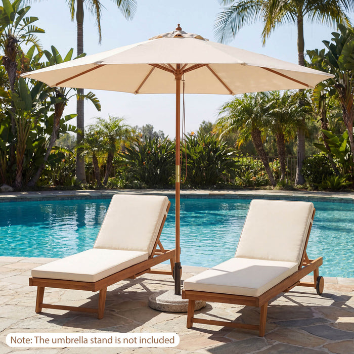 Costway 9 FT Patio Umbrella with Adjustable Height Rope Pulley Lift Vented Top 8 Sturdy Ribs Beige