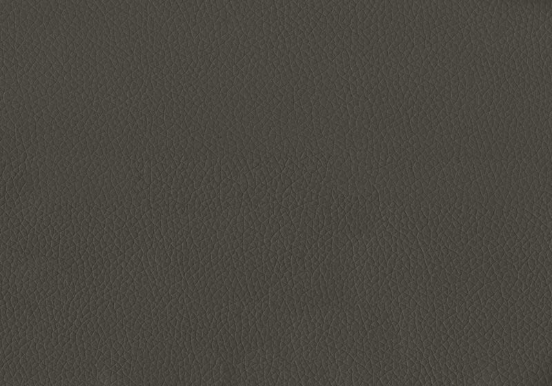 Upholstered Love Seat, 58\" L, Dark Grey Leather-Look, Black Metal Legs, Modern Loveseat