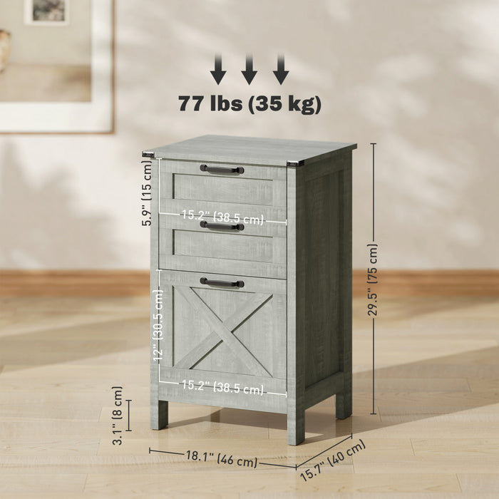 HOMCOM 3 Drawer File Cabinet Filing Cabinet for A4 Letter Size Stone Grey
