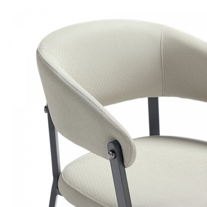 Belle Modern Metal Upholstered Dining Chair in Oatmeal - Set of 2