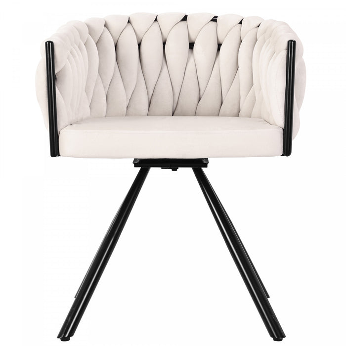 Amelia Velvet Swivel Dining Chairs with Tufted Upholstered and Metal Legs Set of 2, Beige