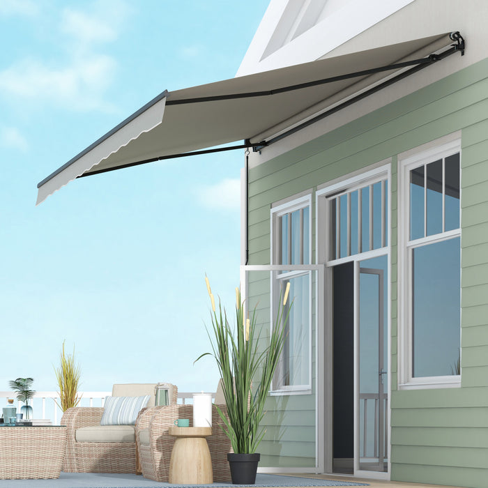 Outsunny 15' X 10' Patio Retractable Awning Sunshade Shelter, Light Grey