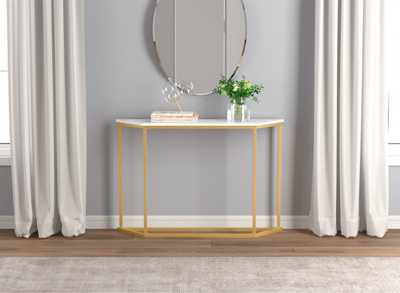 44” Modern Console Table - Marble With Gold Finish