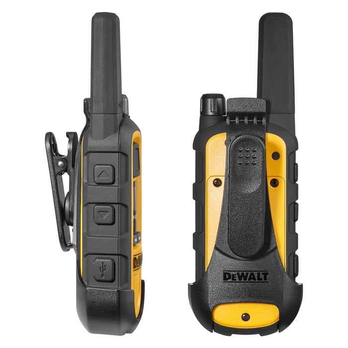 6 Dewalt DXFRS800 Work Site Walkie Talkies Plus Earpieces - 2 Watt, Heavy Duty, Long Range Indoor-Outdoor Two Way Radios + 22 Channel