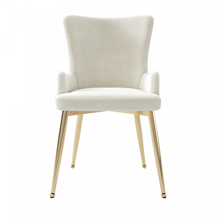 Luna Velvet Dining Chairs with Tufted Upholstered and Gold Metal Legs Set of 6, Beige