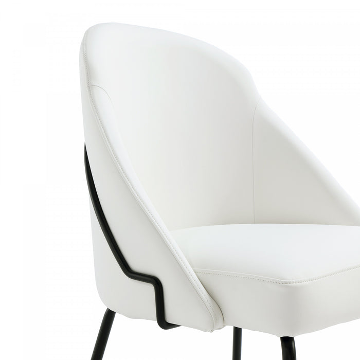 Gracie Modern Vegan Leather Metal Dining Chair in White and Black - Set of 4