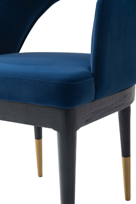 Carrington Modern Glam Upholstered Velvet Armchair in Midnight Blue