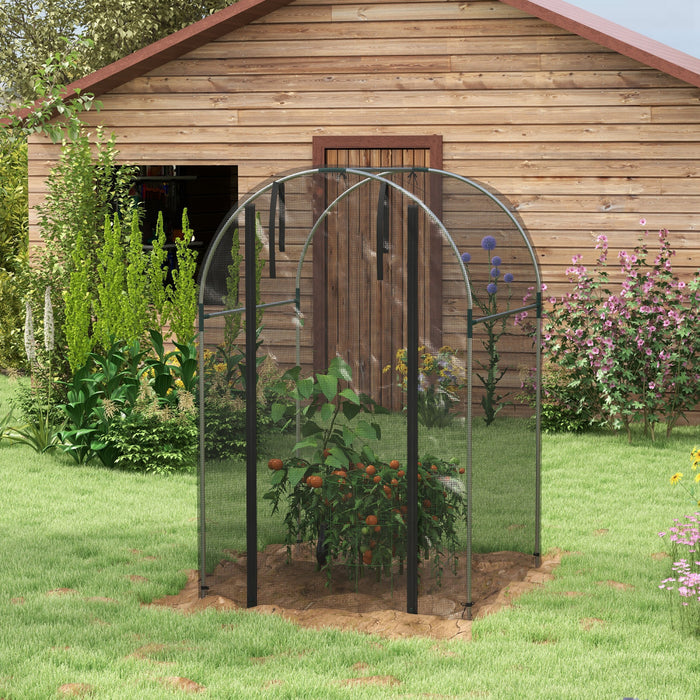 Outsunny 4' X 4' Plant Protection Tent Crop Cage With Door, Black