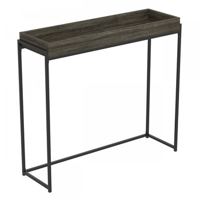 40” Modern Console Table With Sunkey Tray - Dark Grey With Black Metal | Console moderne de 40 po avec plateau encastré - gris foncé avec métal noir