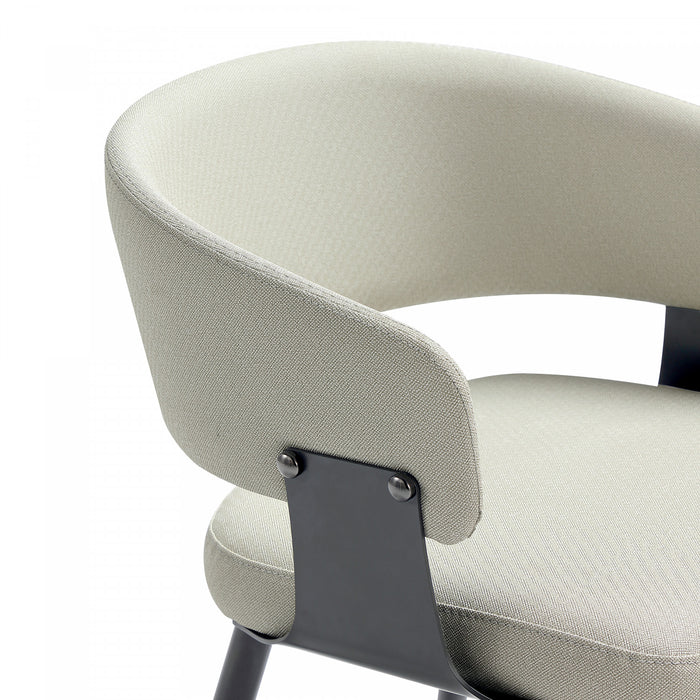 Luce Modern Textured Vegan Leather Metal Dining Chair in Oatmeal - Set of 4