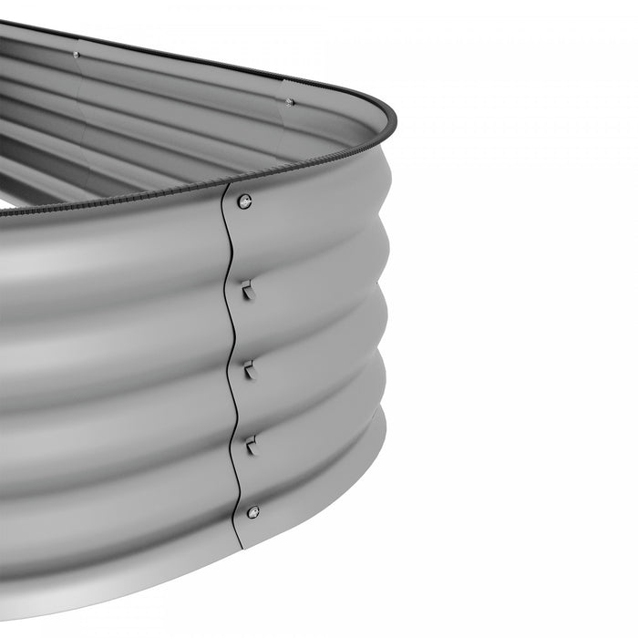 Outsunny 7.9' X 2' X 1' Galvanized Raised Garden Bed Kit, Metal Elevated Planter Box With Safety Edging, Easy Diy For Growing Flowers, Herbs, Succulents, Silver