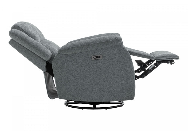 Large Upholstered Power Reclining Chair, Usb Ports Included, Blue Fabric, Transitional Recliner