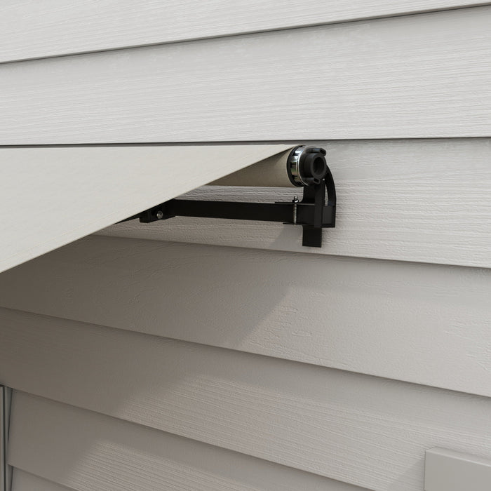 Outsunny 12' X 10' Retractable Awning, Patio Awning Sunshade Shelter With Manual Crank Handle, 280gsm Uv Resistant Fabric And Aluminum Frame, For Deck, Balcony, Yard, Light Grey